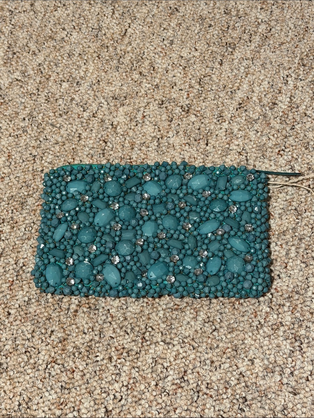 Gorgeous Teal Beaded Wristlet Clutch